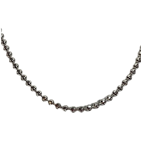 NWT Elegant Moon-Cut Solid 14kg White Gold Ball Necklace 2mm/16inch length - Picture 4 of 5